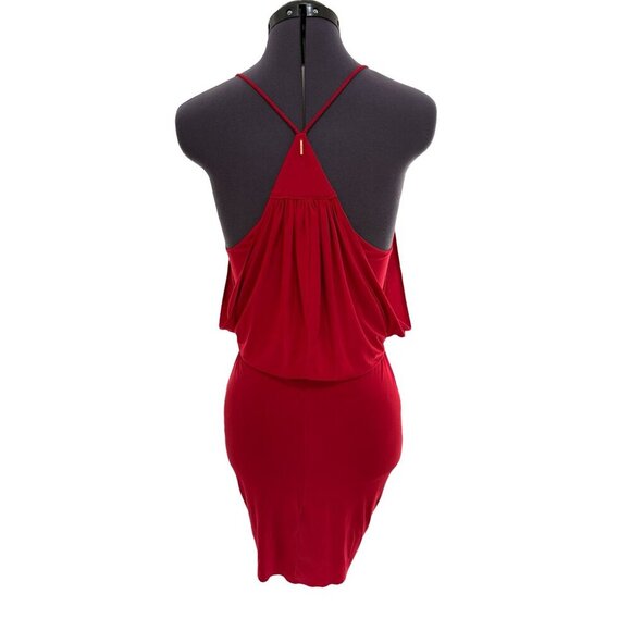 NWT Misa Los Angeles Domino Bodycon Mini Dress Red V-Neck Racerback Draping Sz M - Picture 4 of 10